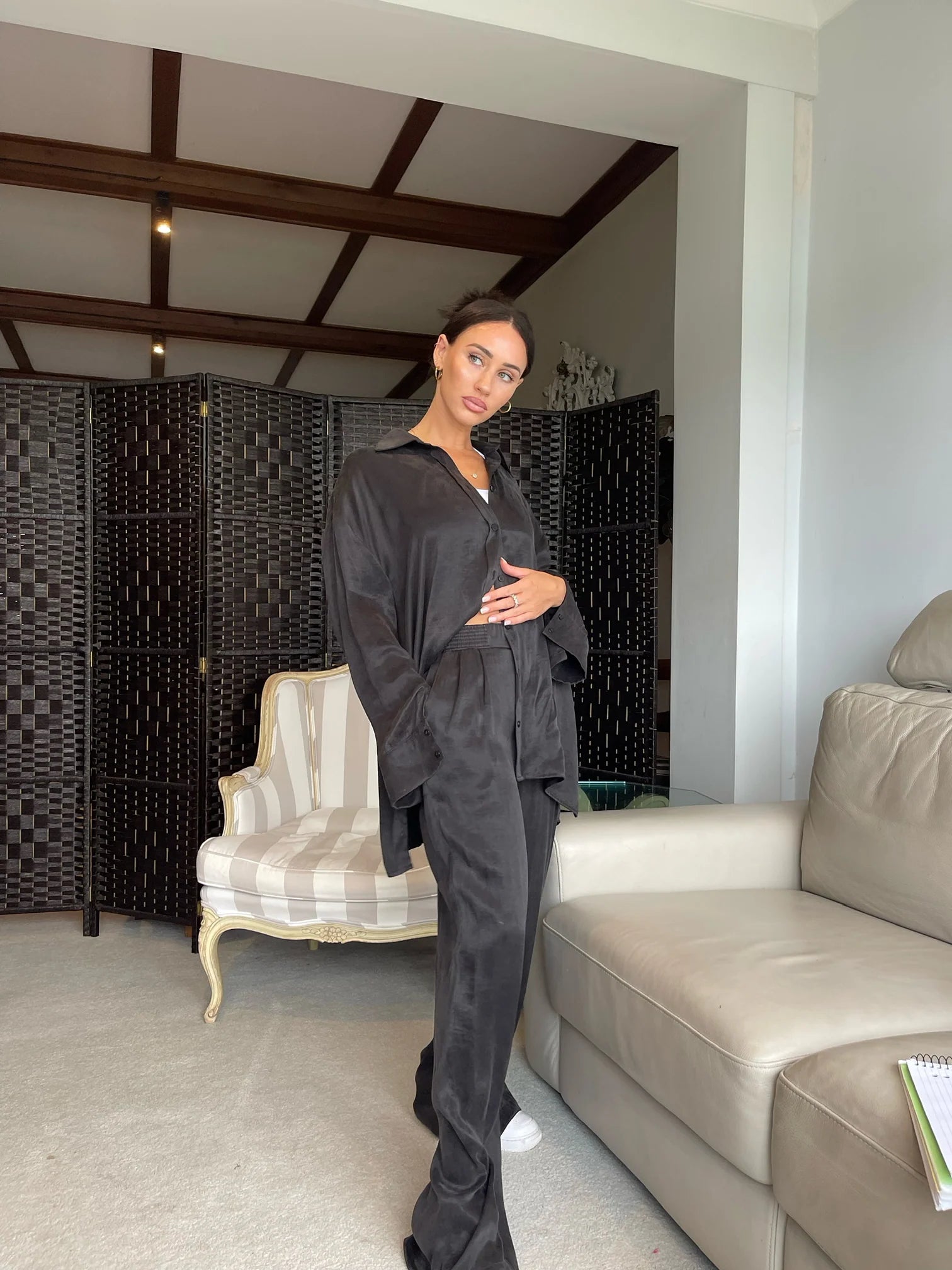 Black Satin Set