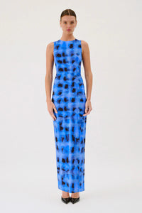 Shibori Sleeveless Reversible Twist Front Maxi Dress