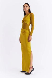 Auguste Long Sleeve Mesh Jersey Maxi | Citron