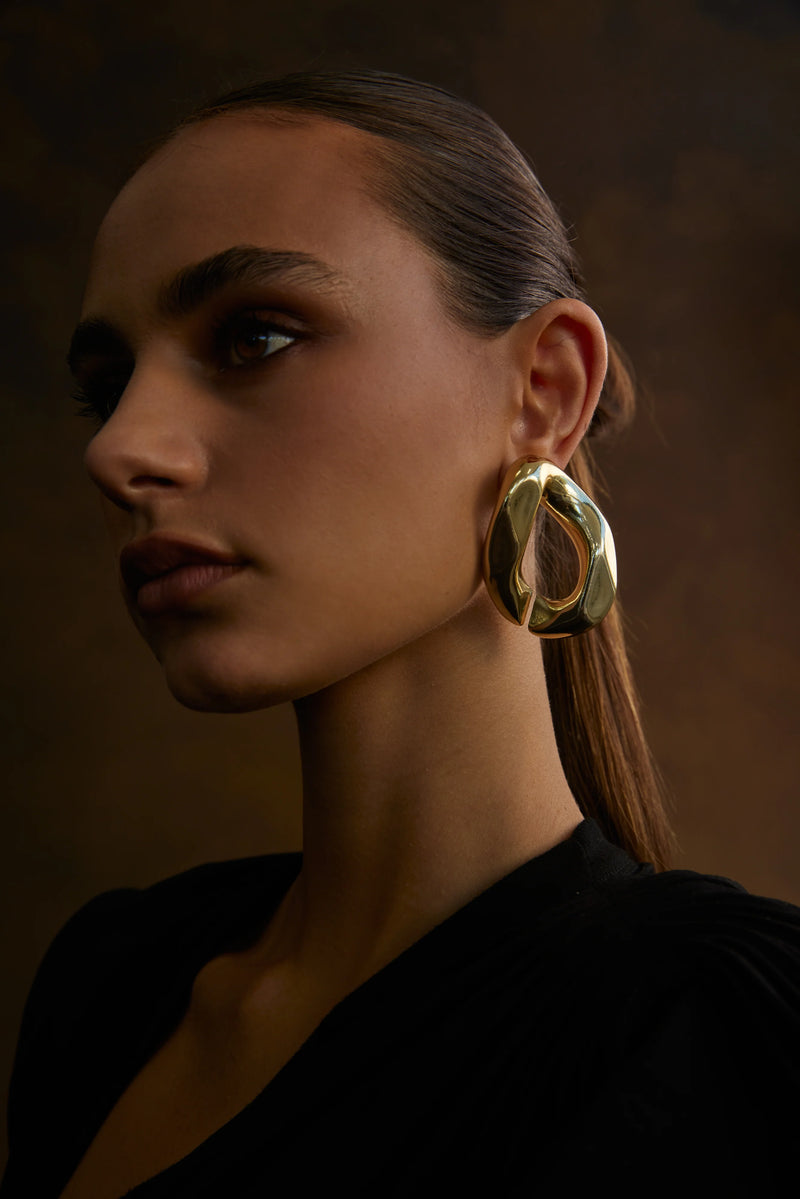 Single Link Earrings | Gold