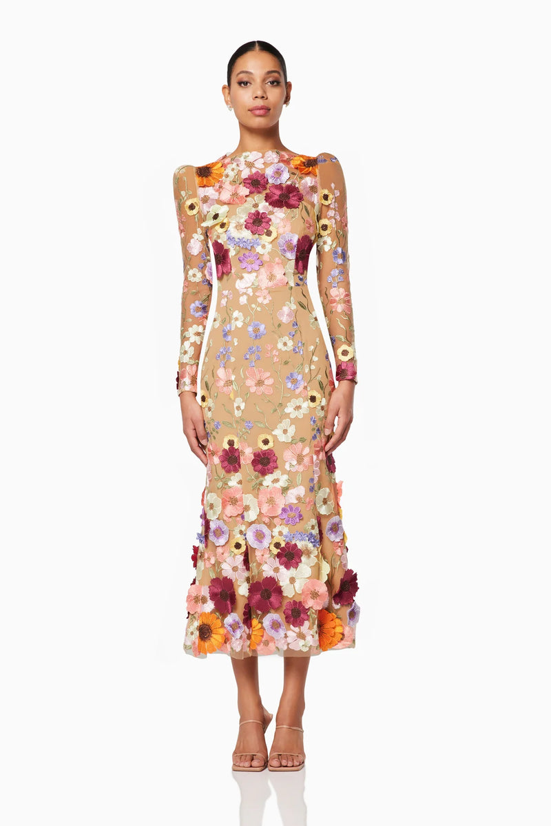 Shannon 3D Floral Midi Dress