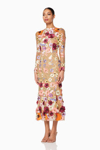 Shannon 3D Floral Midi Dress