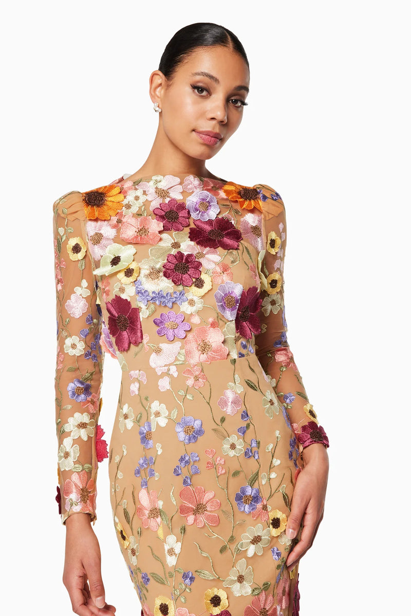 Shannon 3D Floral Midi Dress