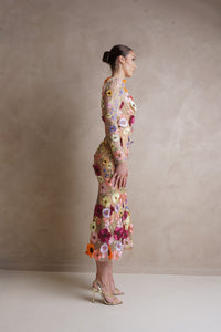 Shannon 3D Floral Midi Dress